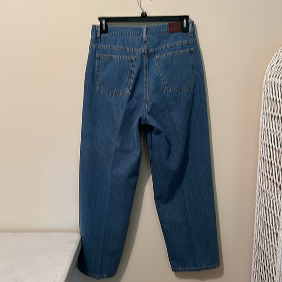 L.L.Bean Women’s Straight High Rise Jeans Blue Cotton Denim Size 14 Casual Mom - Picture 2 of 9
